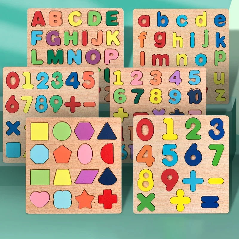 Montessori-leerpuzzels – letters, cijfers & vormen