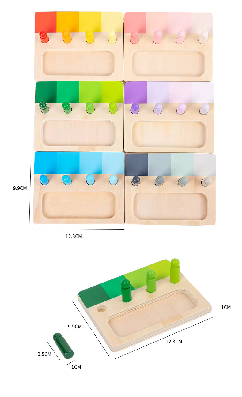 Montessori-kleursorteerspel met houten schijfjes