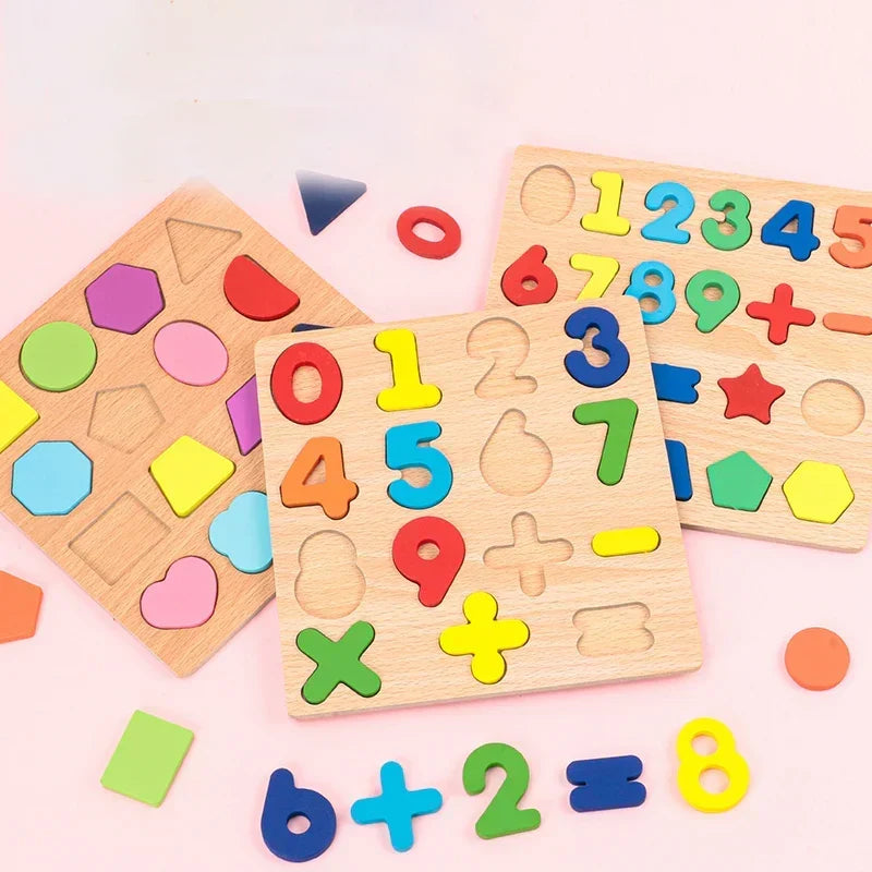 Montessori-leerpuzzels – letters, cijfers & vormen