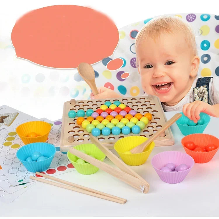 Montessori-kleurpatroonspel met kralen