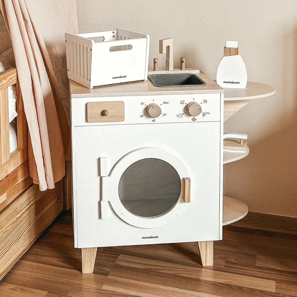Montessori-houten speelwasmachine