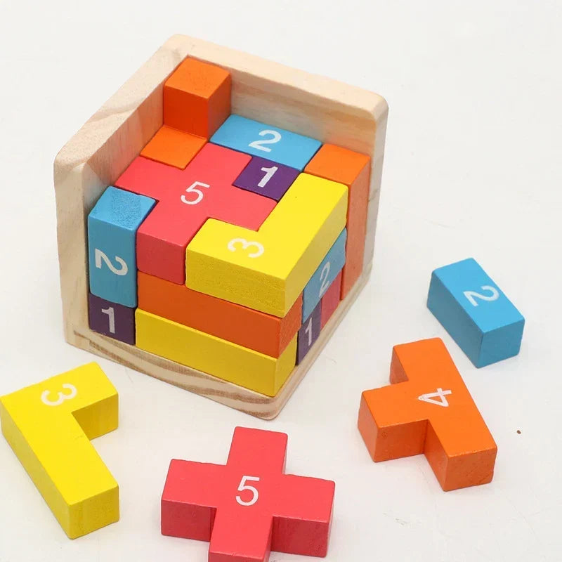 Montessori-3D-kubuspuzzel van hout