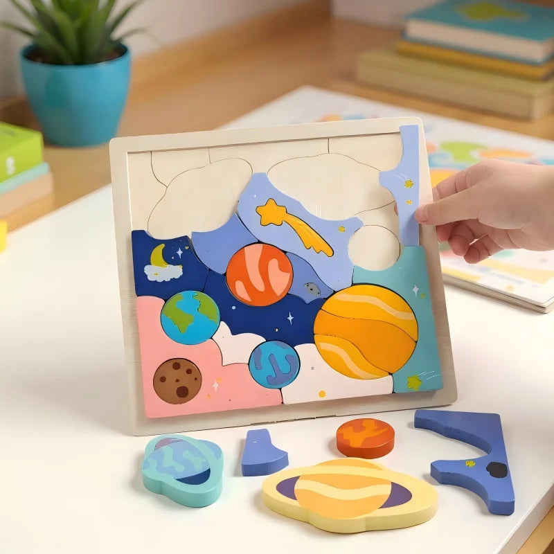 Montessori-houten zonnestelselpuzzel