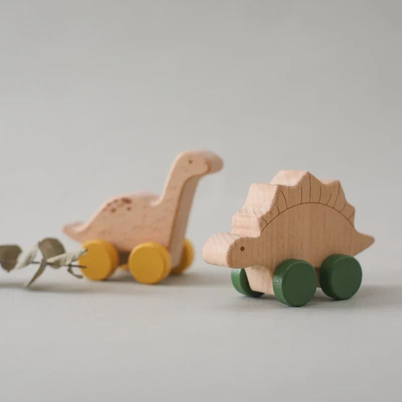 Montessori-houten rollend dinosaurus-speelgoed