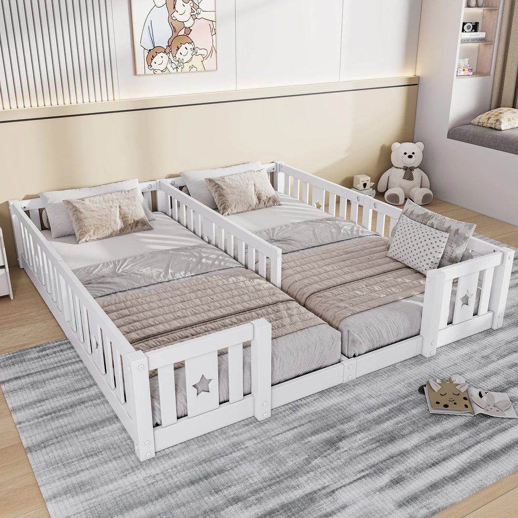 Montessori-dubbel vloerbed met sterren
