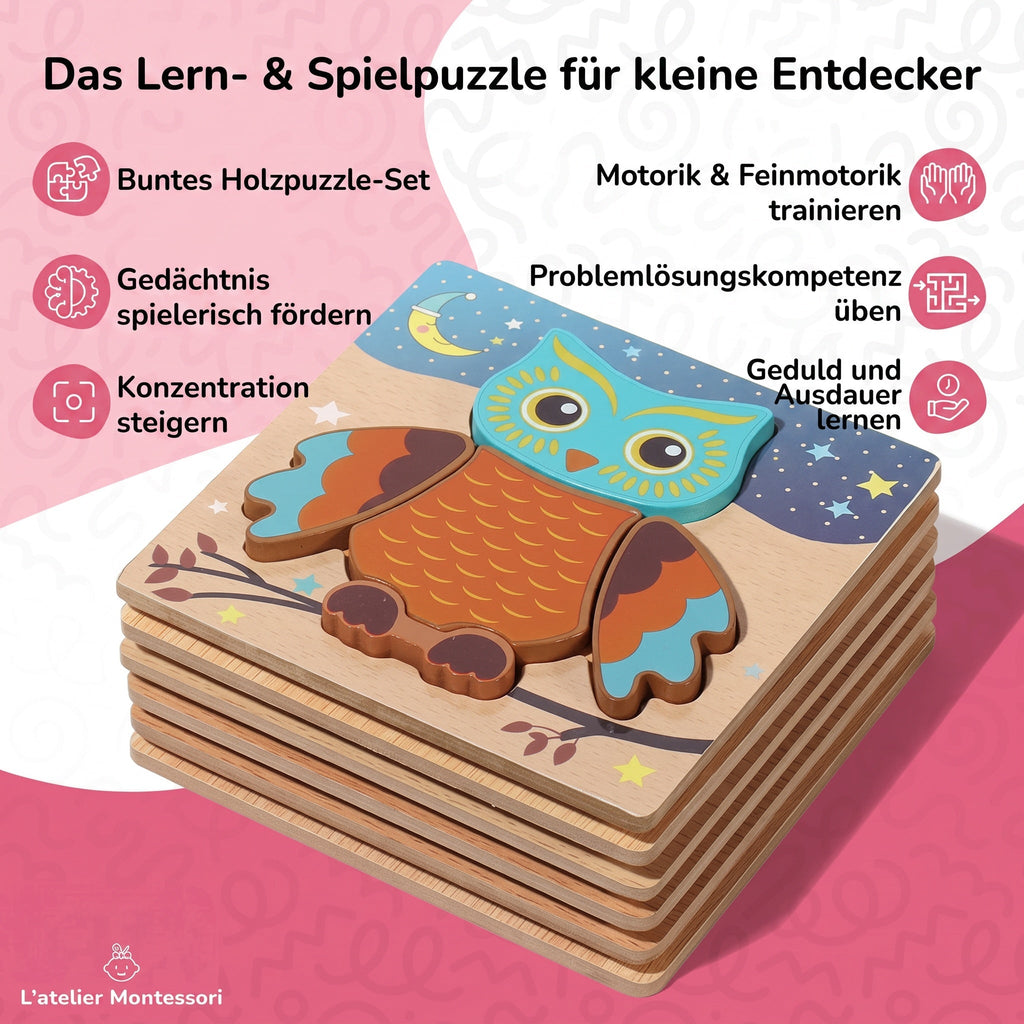 Montessori-houten leerpuzzel