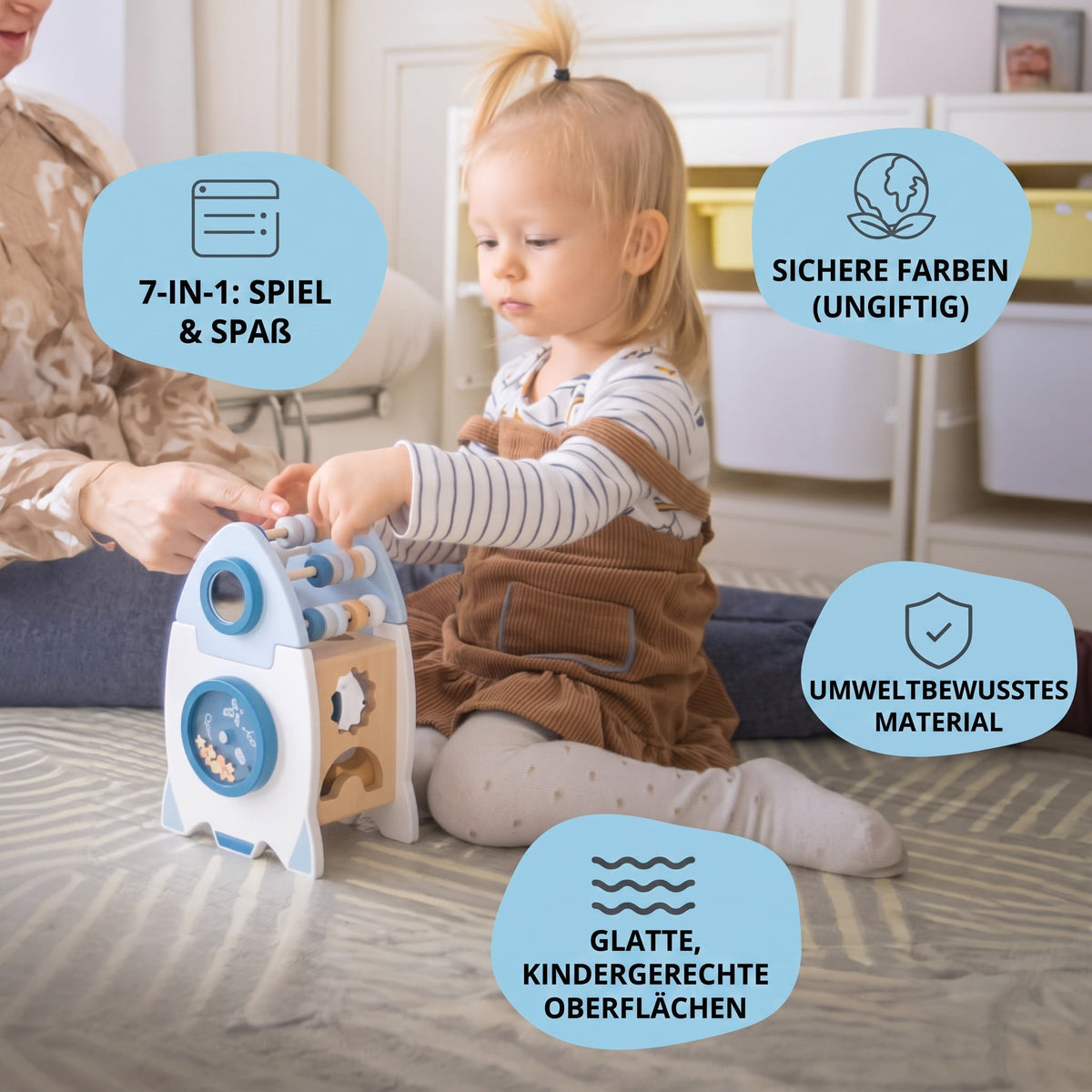 Montessori-leerraket met motoriekspelletjes