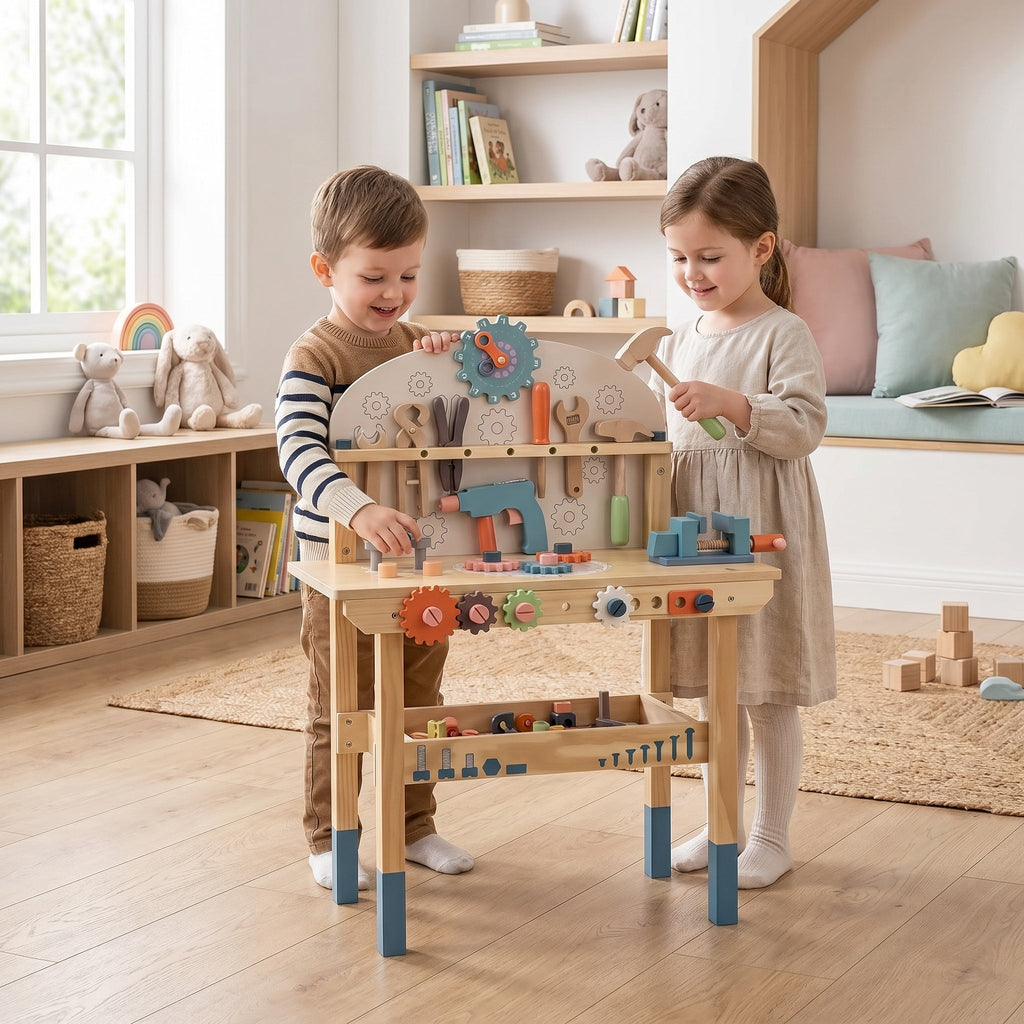 Montessori-werkbank met gereedschap