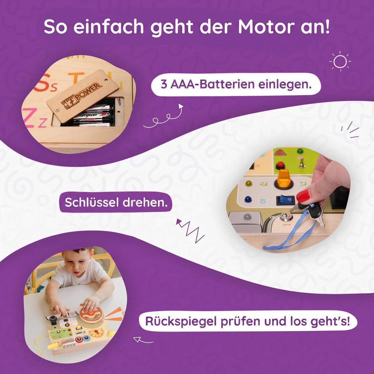 Montessori-activiteitenbord met bedieningselementen