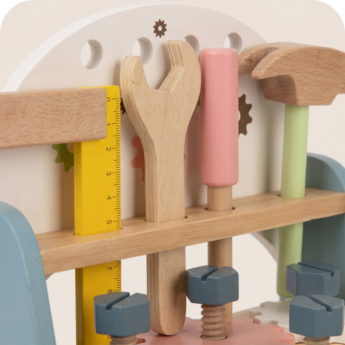 Montessori-miniwerkbank met gereedschap