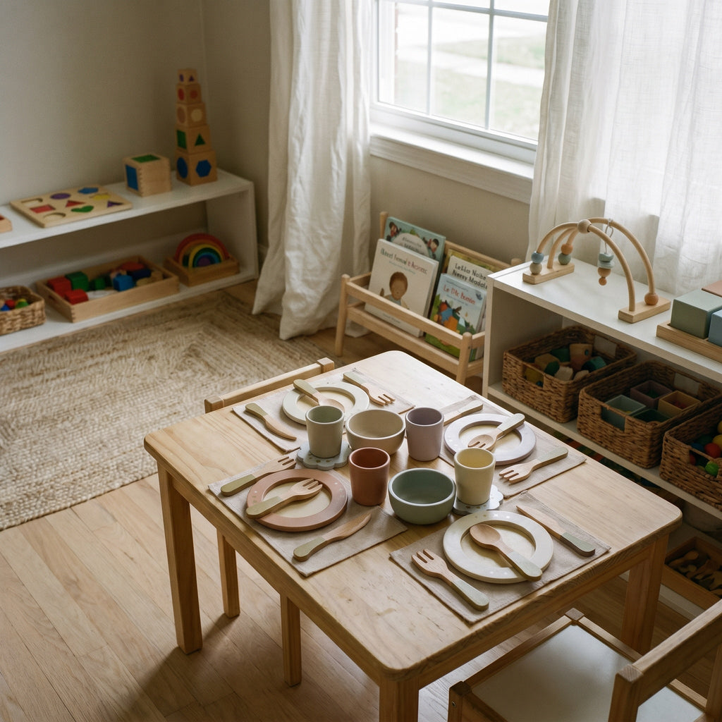 Montessori-houten servies voor kinderen