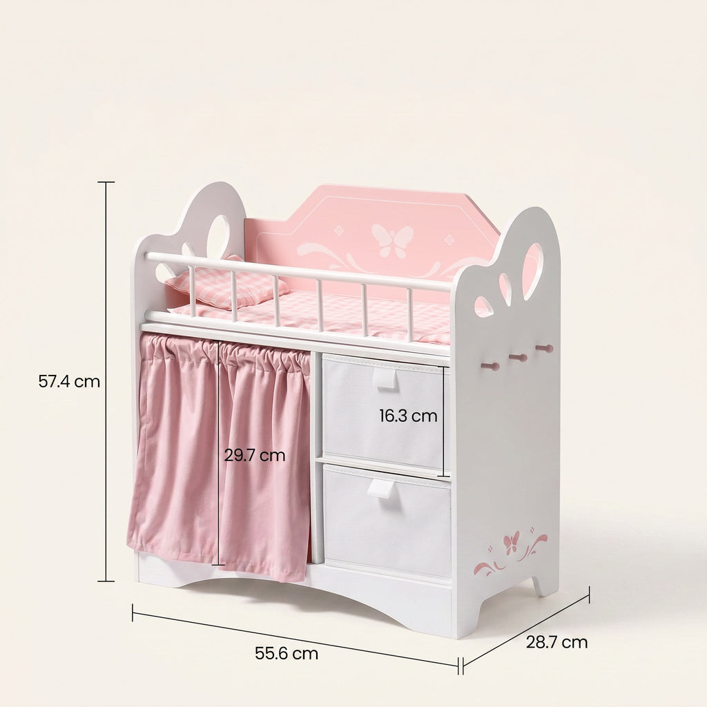 Montessori-poppenbed met kledingkast