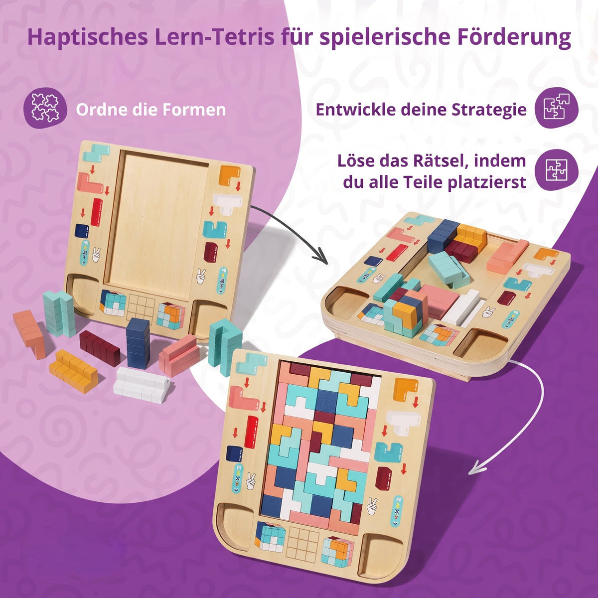 Montessori-Tetris-puzzel van hout