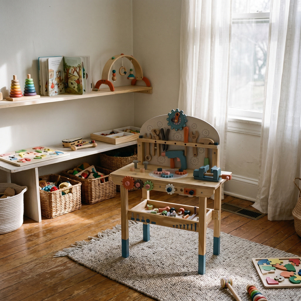 Montessori-werkbank met gereedschap
