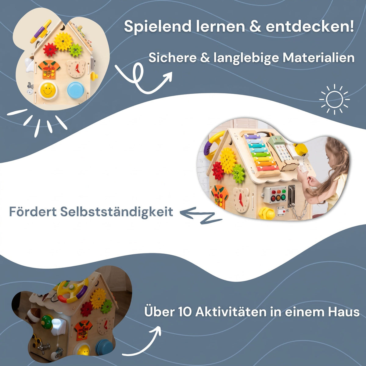 Montessori-activiteitenhuis met opbergruimte