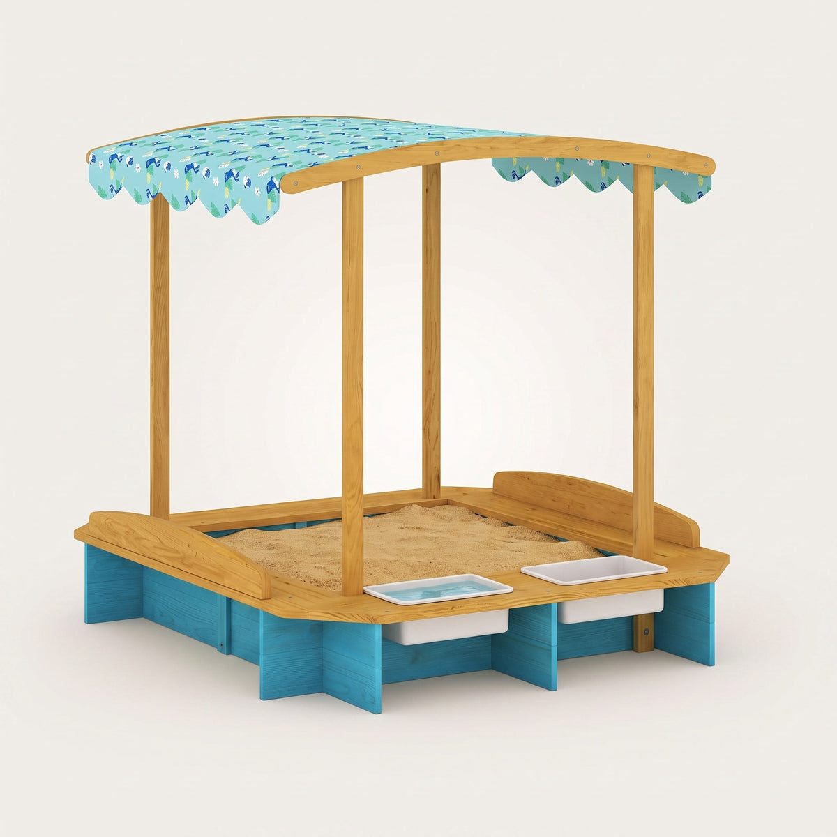 Montessori-zandbak met dak & watergedeelte