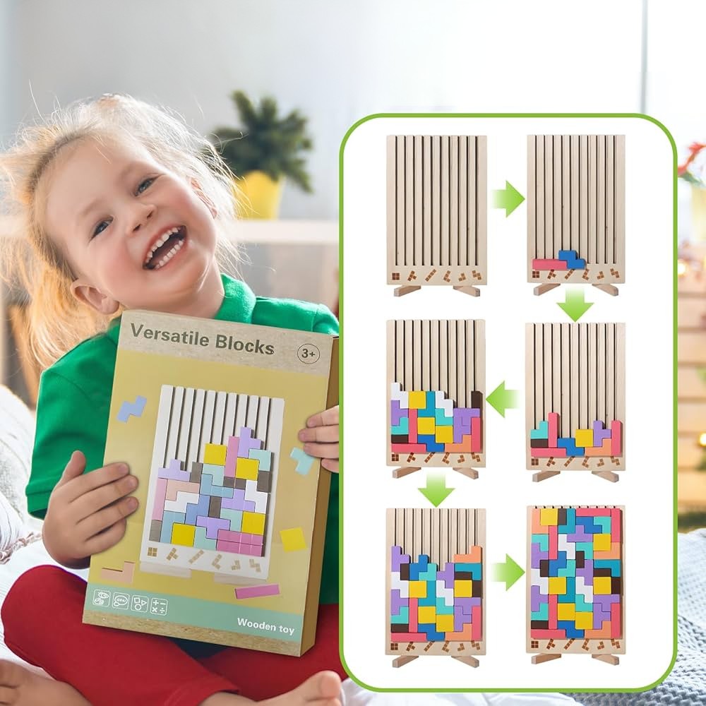 Montessori-logische bouwstenen met opdrachtkaarten