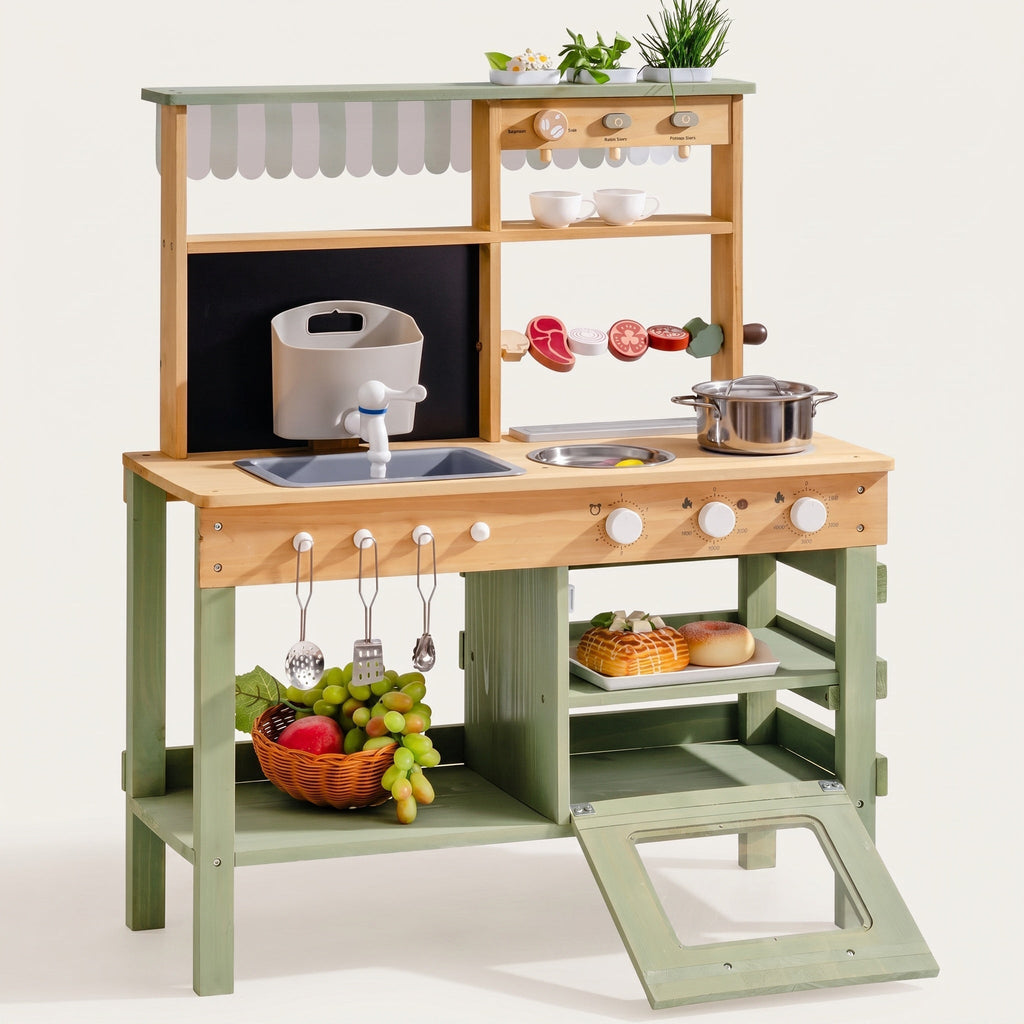 Montessori-houten keuken met spoelbak & oven