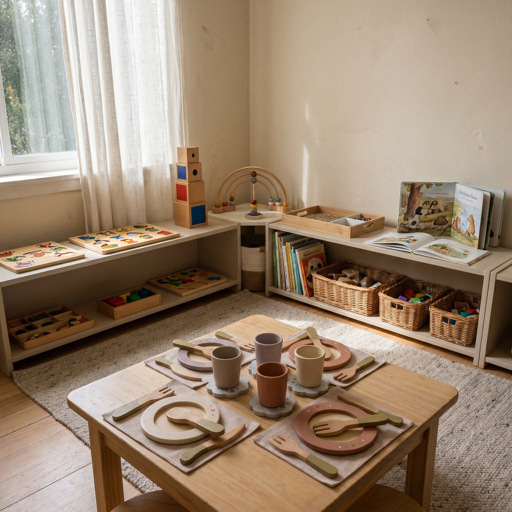 Montessori-houten servies voor kinderen