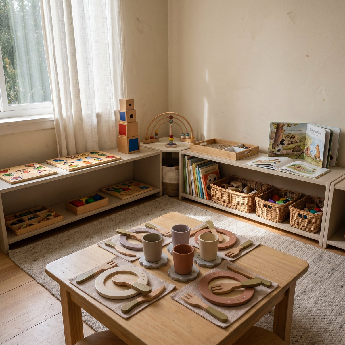 Montessori-houten servies voor kinderen