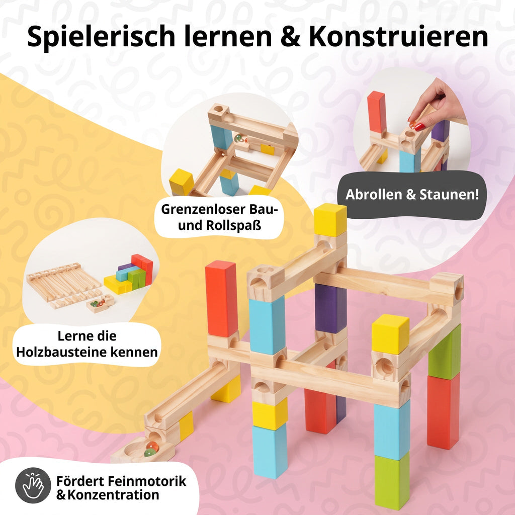 Montessori-kogelbaan van hout