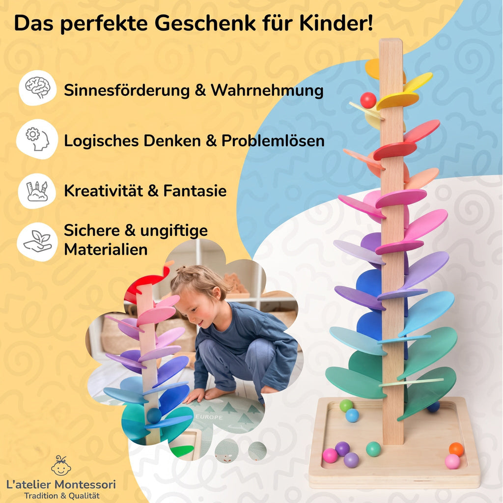 Montessori-regenboogboom van hout