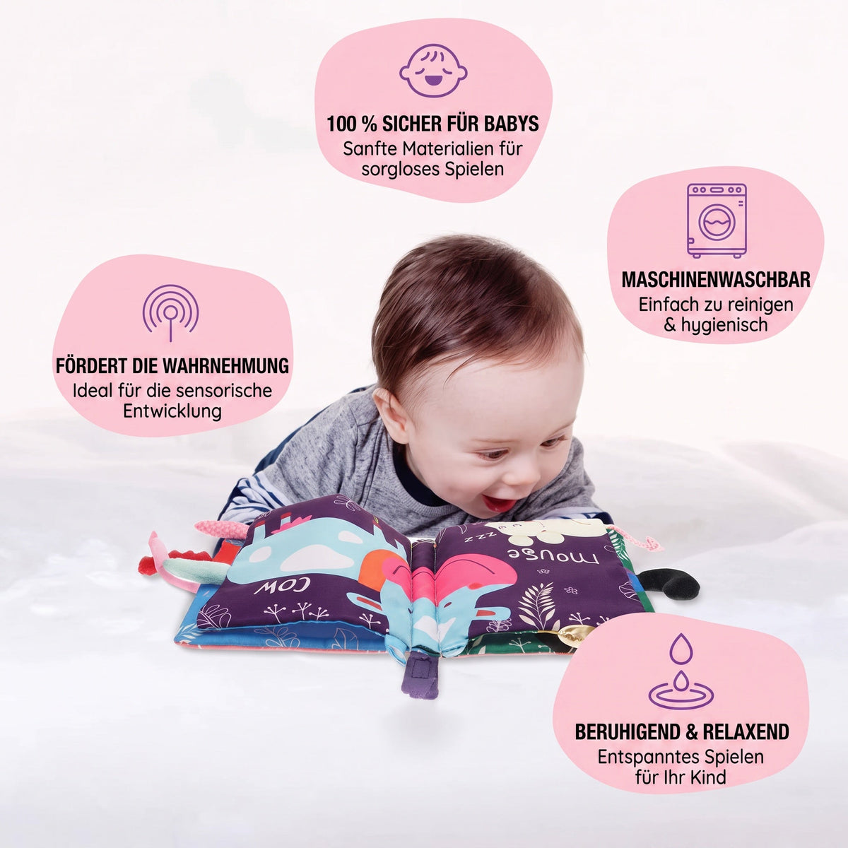 Montessori-stoffen boek voor baby's