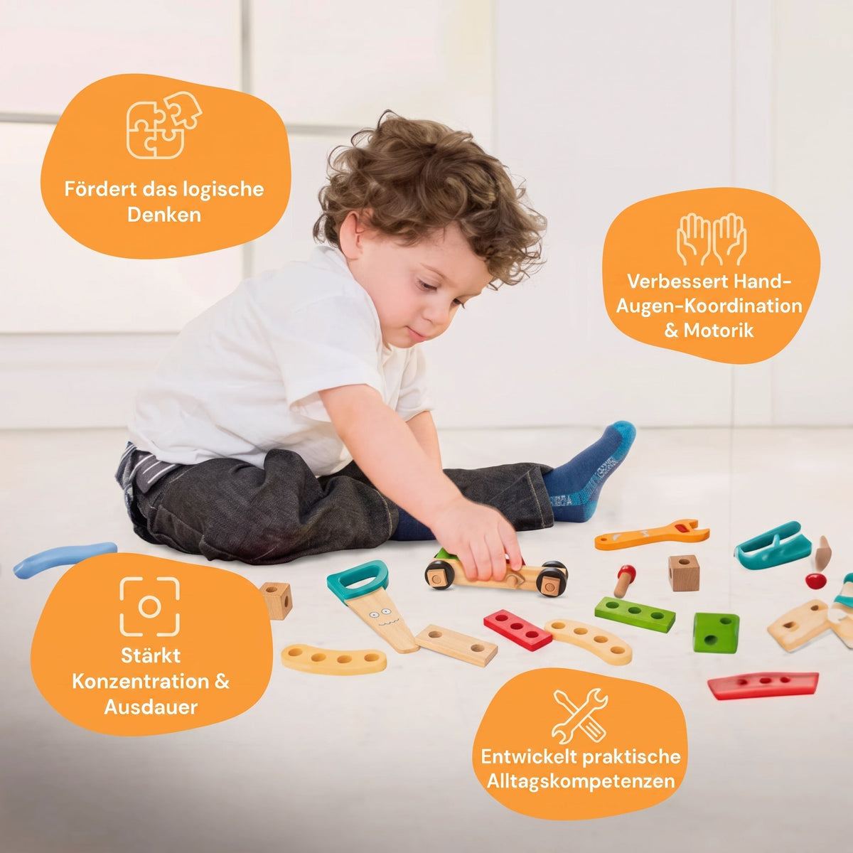 Montessori-gereedschapskist van hout