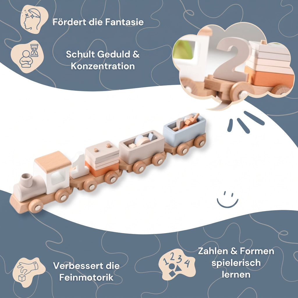 Montessori-houten trein voor kinderen