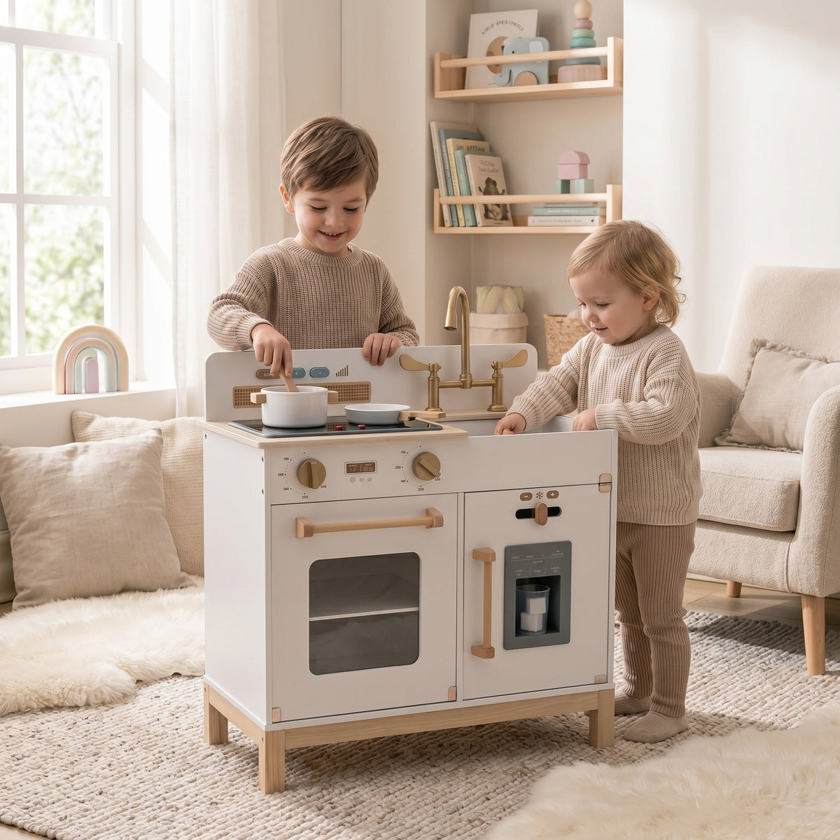 Montessori-mini-keuken van hout