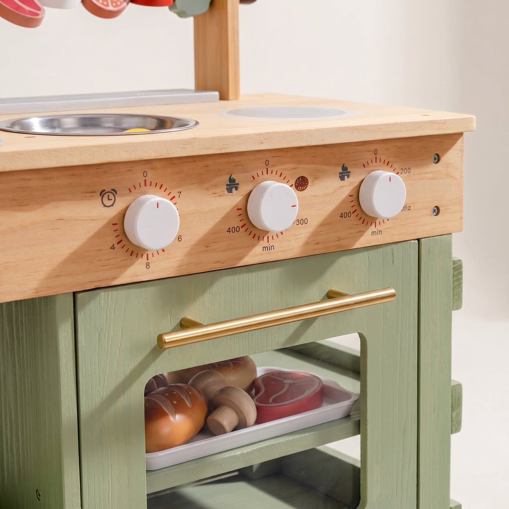 Montessori-houten keuken met spoelbak & oven