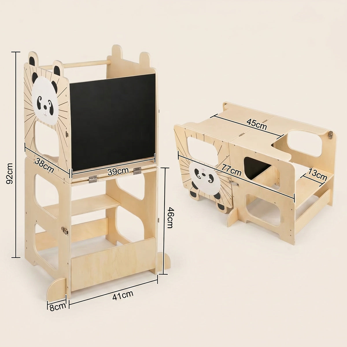 Montessori-leertoren 3-in-1 met tekentafel