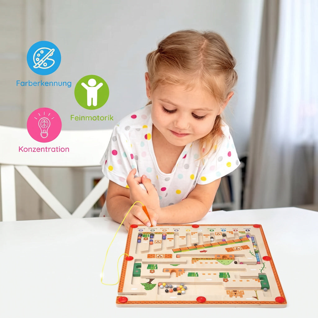 Montessori-magnetisch labyrint voor kleuren & cijfers
