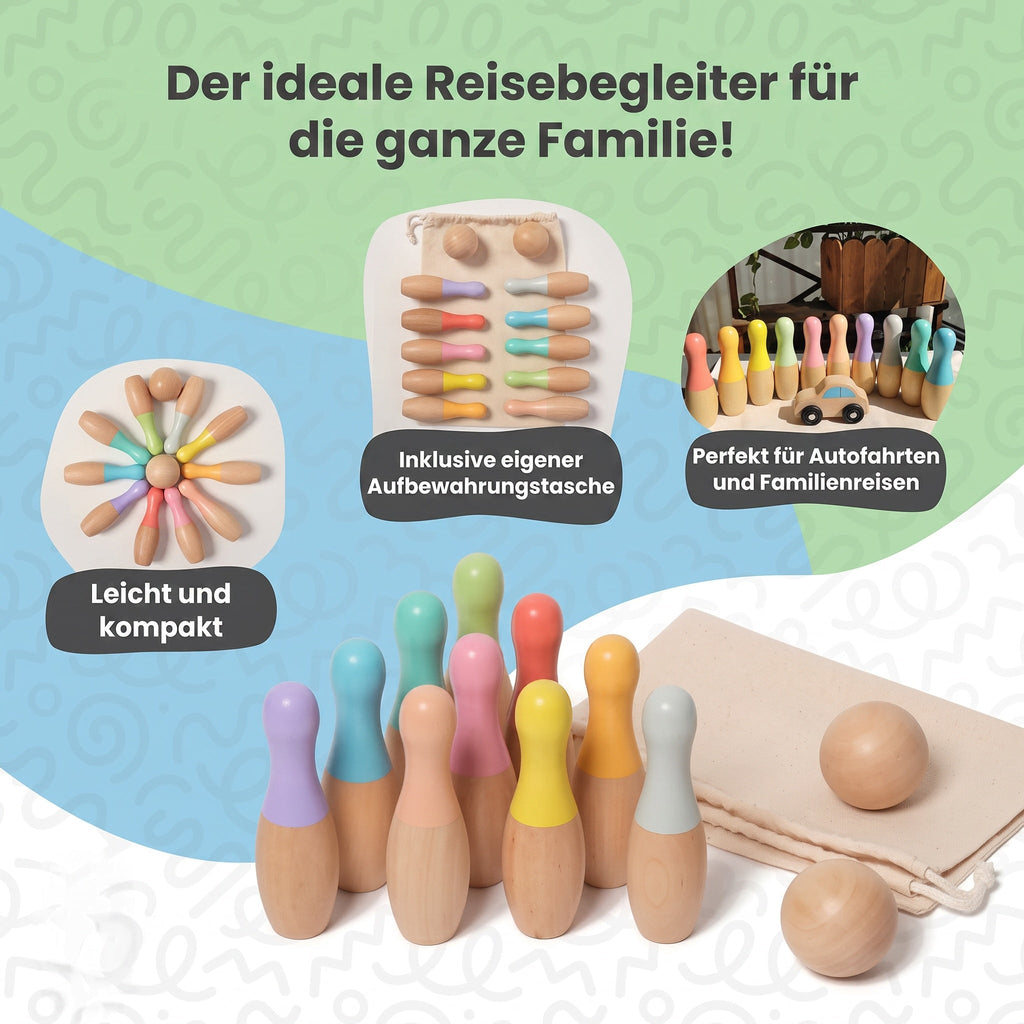 Montessori-bowlingset van hout