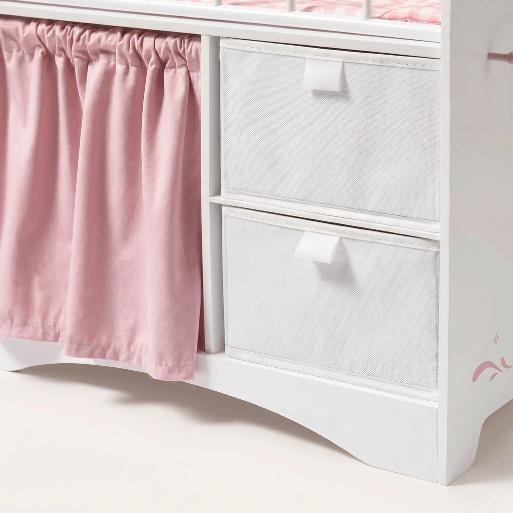 Montessori-poppenbed met kledingkast