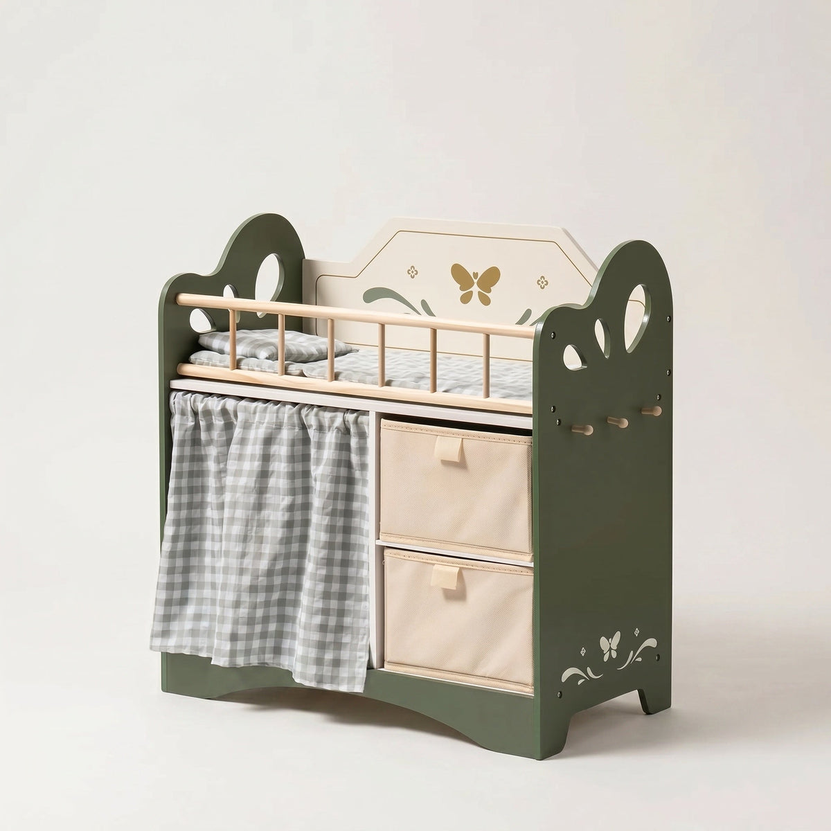 Montessori-poppenbed met kledingkast