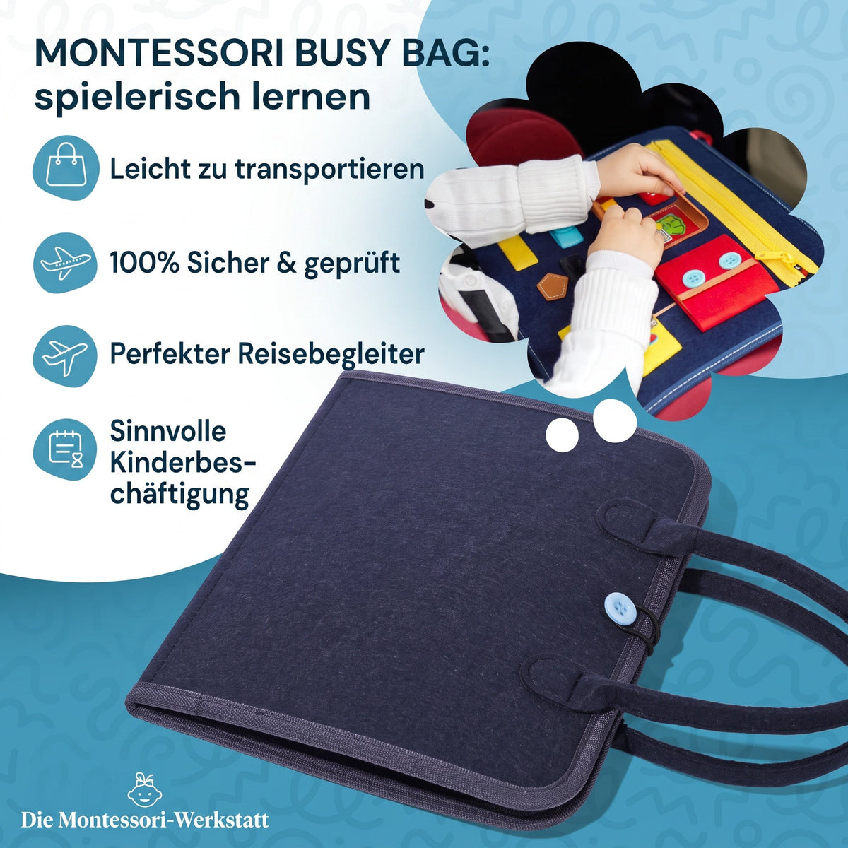 Montessori-activiteitenbord met sluitingen