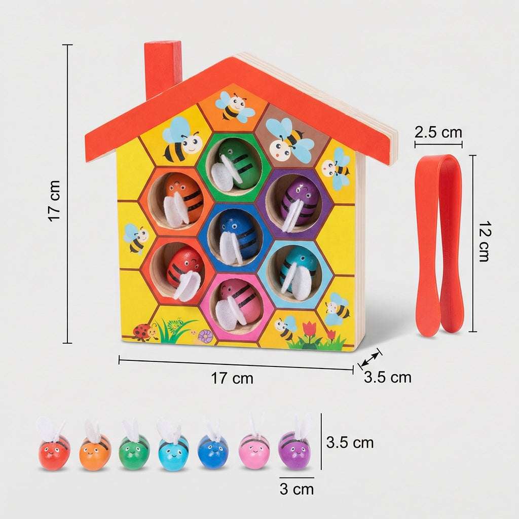 Montessori-bijensorteerspel met pincet