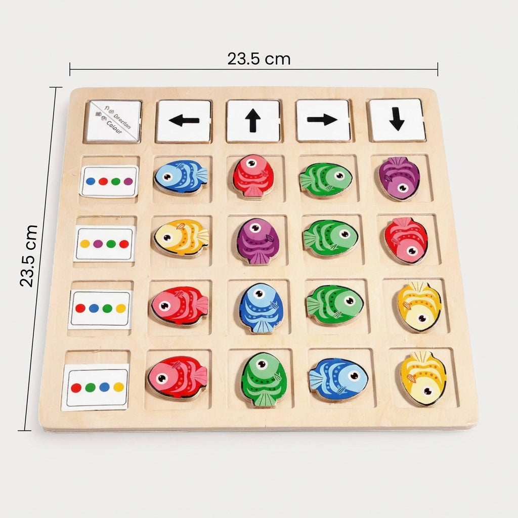 Montessori-vispuzzel om kleuren te sorteren