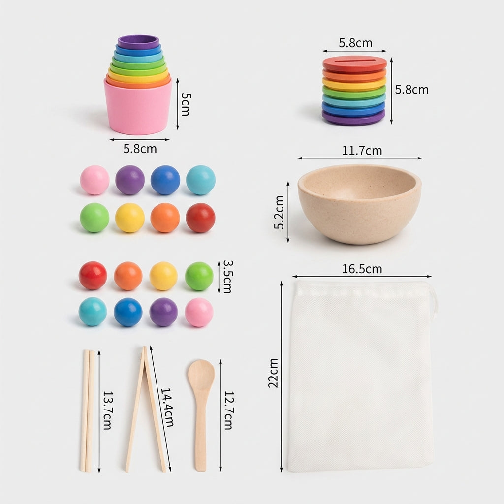 Montessori-sorteer- & telset met 8 kleuren
