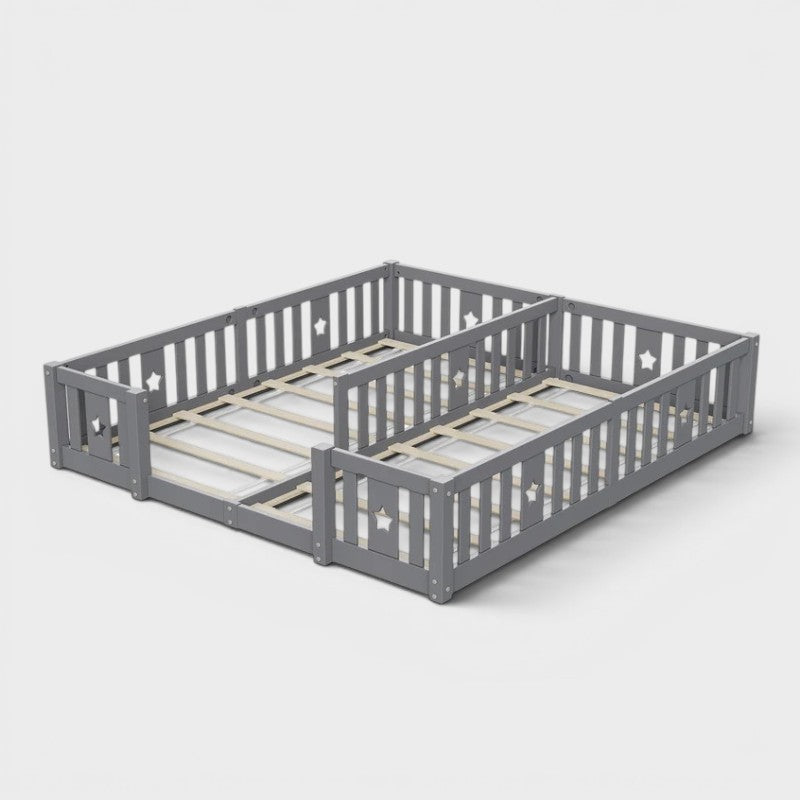 Montessori-dubbel vloerbed met sterren