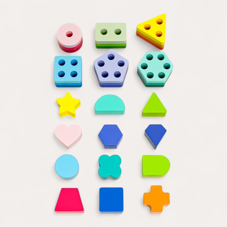 Montessori-stapelspel met geometrische vormen