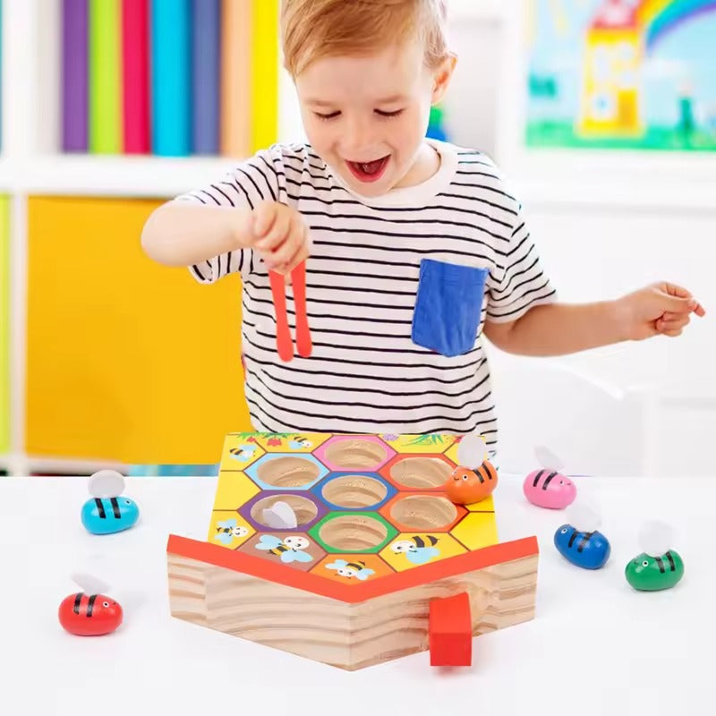 Montessori-bijensorteerspel met pincet