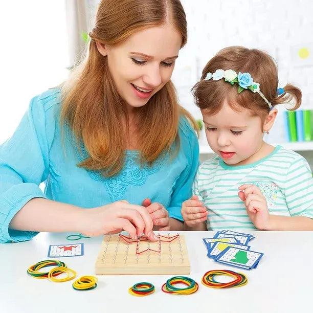 Montessori-geometriebord met elastiekjes