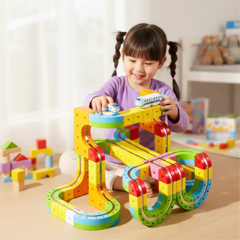 Montessori-STEM-treinbaan voor onderweg