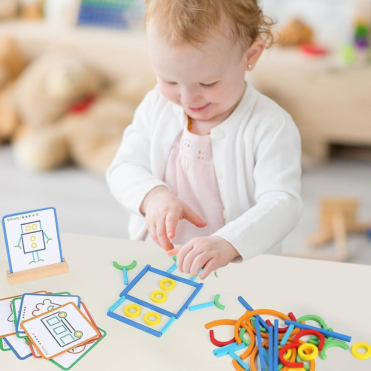 Montessori-leerstaafjes met 20 opdrachtkaarten