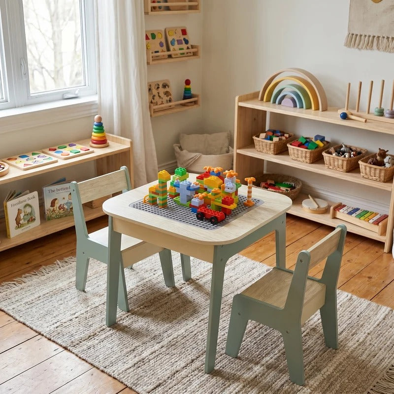 4-in-1 Montessori-activiteitentafel met stoelen