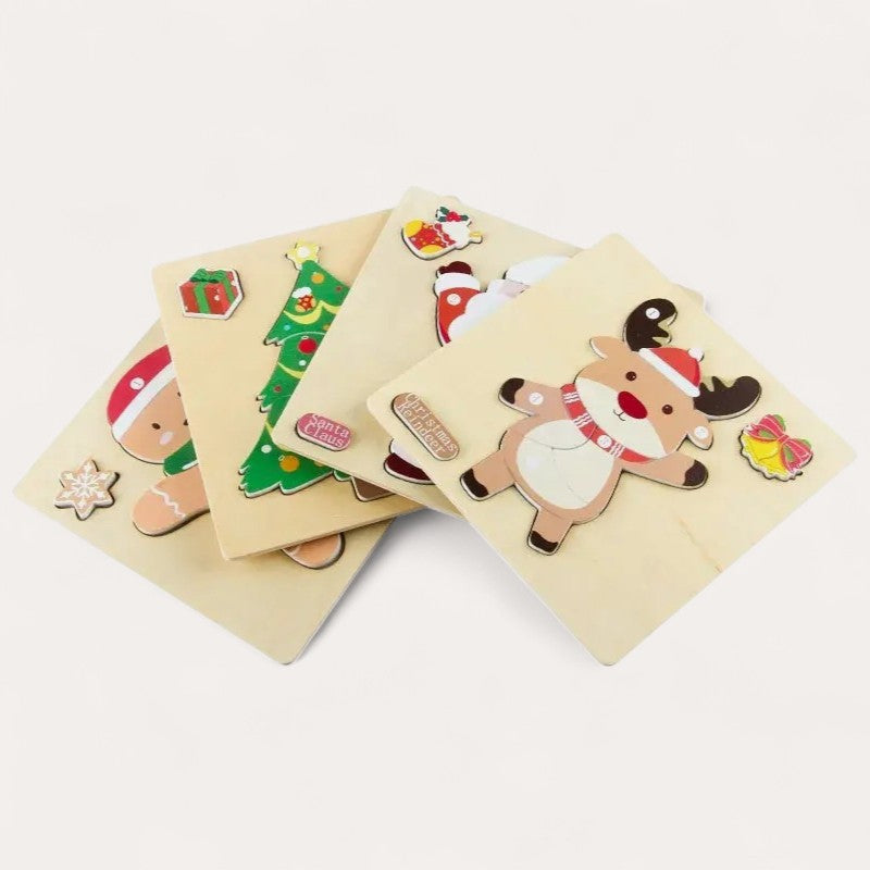 Set van 4 Montessori-kerstpuzzels