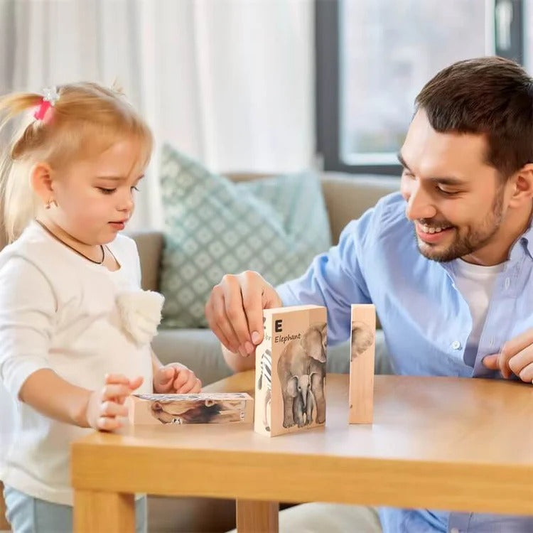 Montessori-houten dierenpuzzels met draaistukken