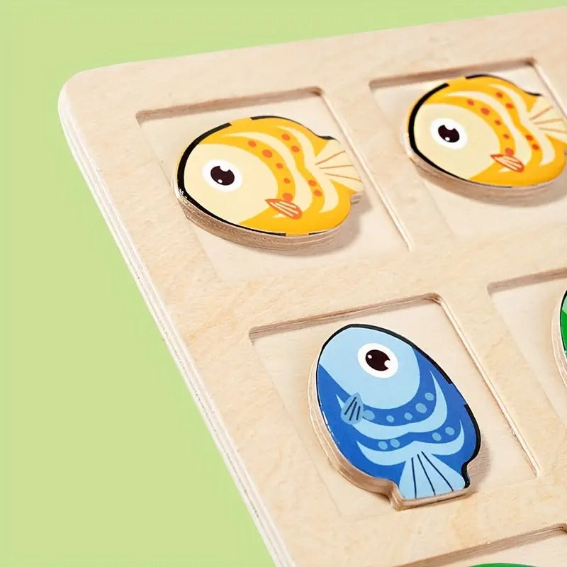 Montessori-vispuzzel om kleuren te sorteren